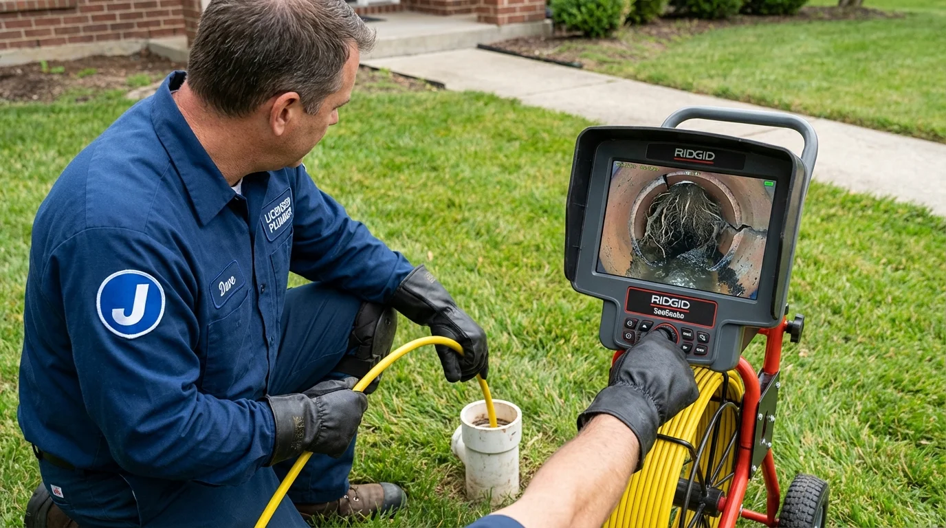 Sewer camera inspection being performed by Johns Plumbing LLC in Kimball
